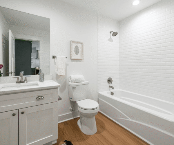 A spotless bathroom after professional cleaning by Pure Magic Maids in Austin, TX.