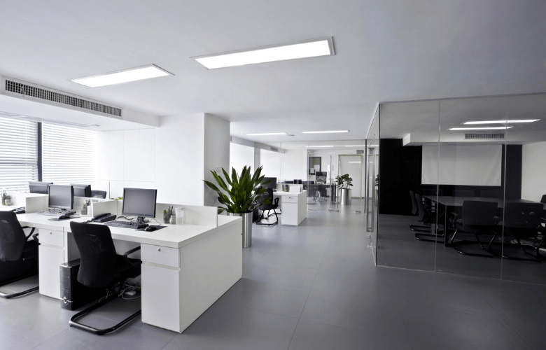 A spotless office space after professional cleaning in Austin, TX.