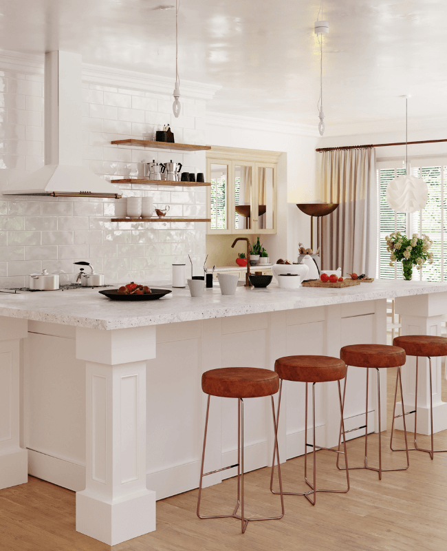 A sparkling clean kitchen after a professional house cleaning in Austin, TX.